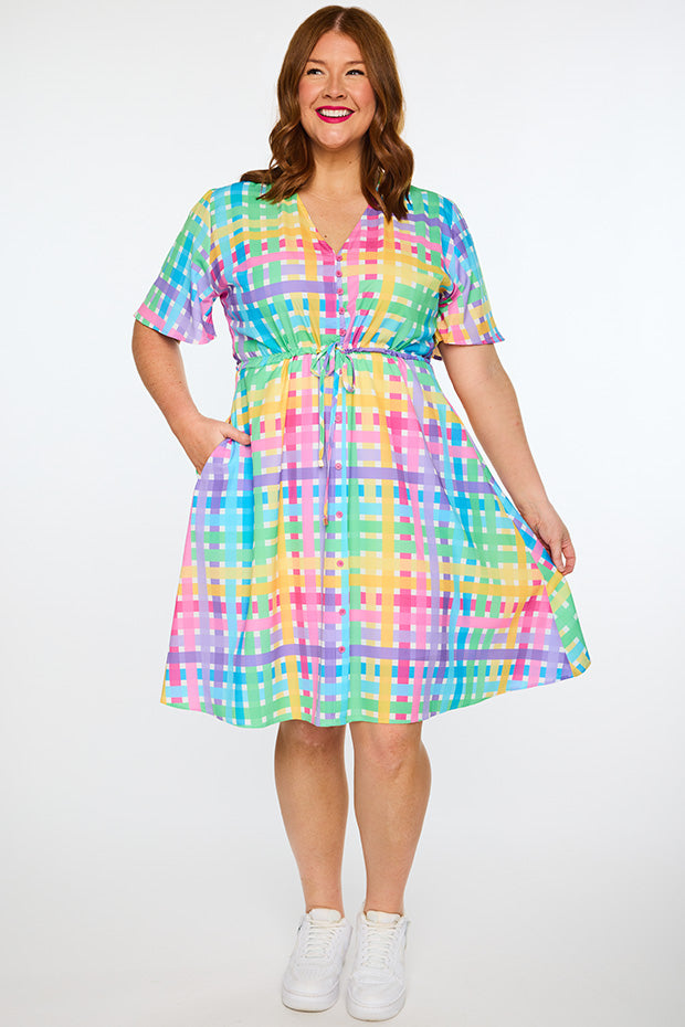 Siena Rainbow Weave Dress – Rainbow Weave knee length dress