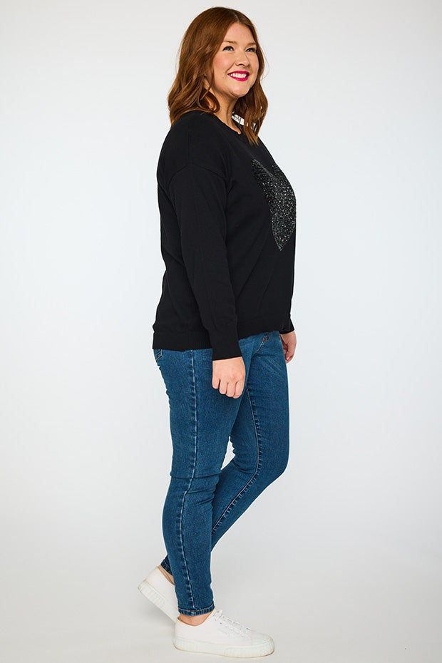 Sparkle Heart Black Knit – Heart Black knit jumper