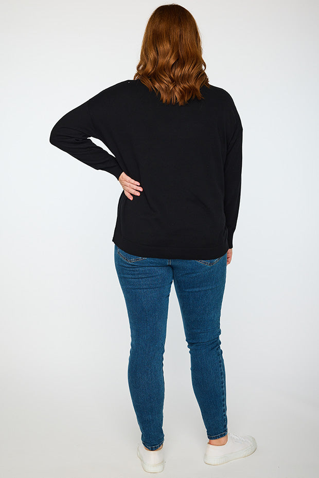 Sparkle Heart Black Knit – Heart Black knit jumper