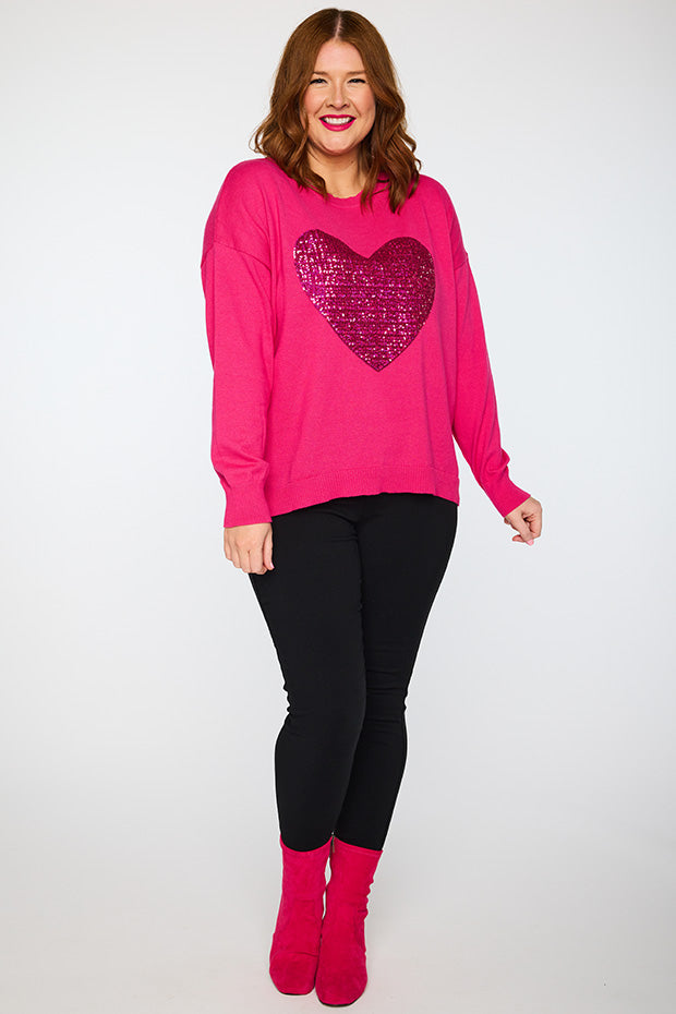 Sparkle Heart Pink Knit – Heart Pink knit jumper