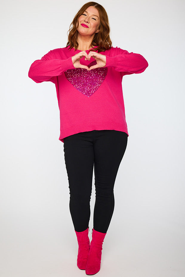 Sparkle Heart Pink Knit – Heart Pink knit jumper