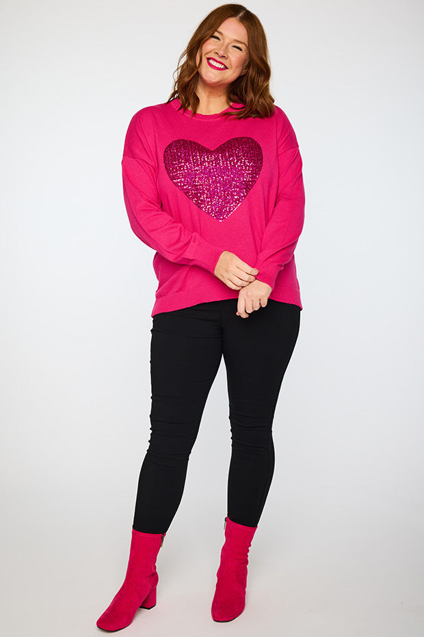Sparkle Heart Pink Knit – Heart Pink knit jumper