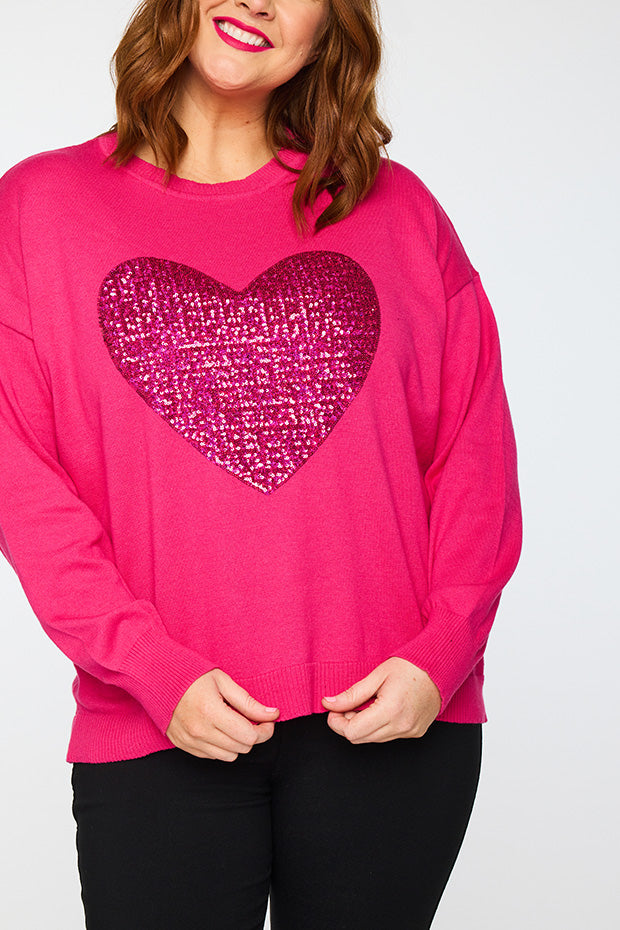 Sparkle Heart Pink Knit – Heart Pink knit jumper