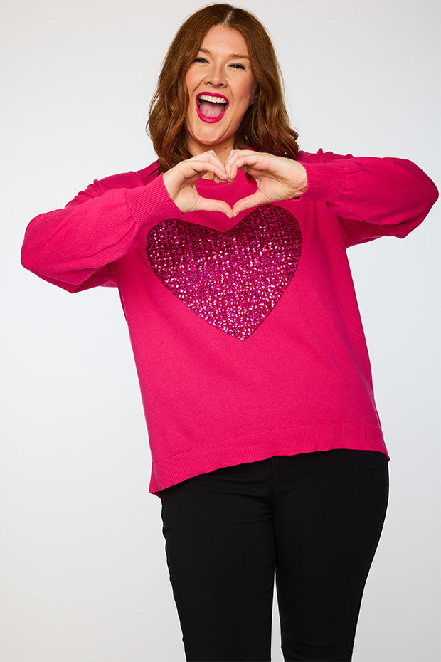 Sparkle Heart Pink Knit – Heart Pink knit jumper