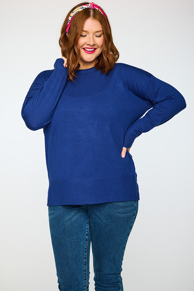 Tully Deep Cobalt Crew Knit – Deep Cobalt knit jumper