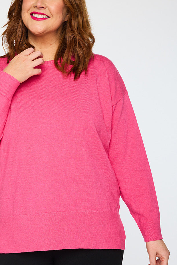 Tully Pink Crew Knit – Pink knit jumper