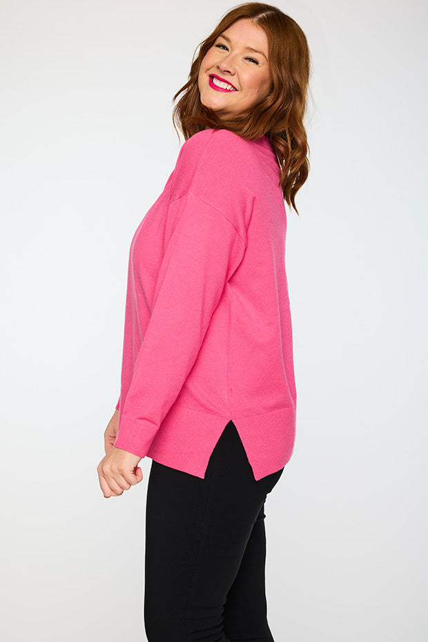 Tully Pink Crew Knit – Pink knit jumper