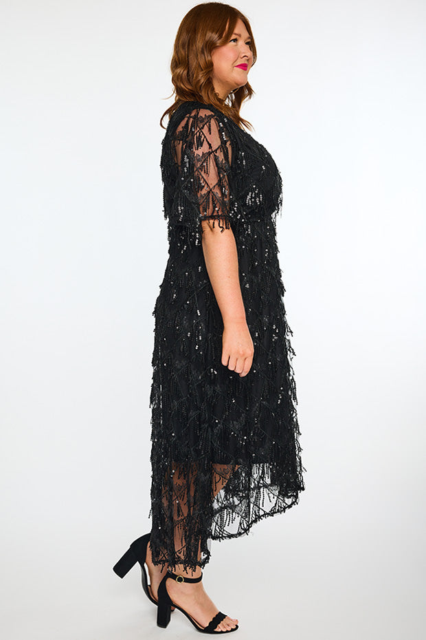 black party dress australia womens elegant black sequin organza cape formal party dress