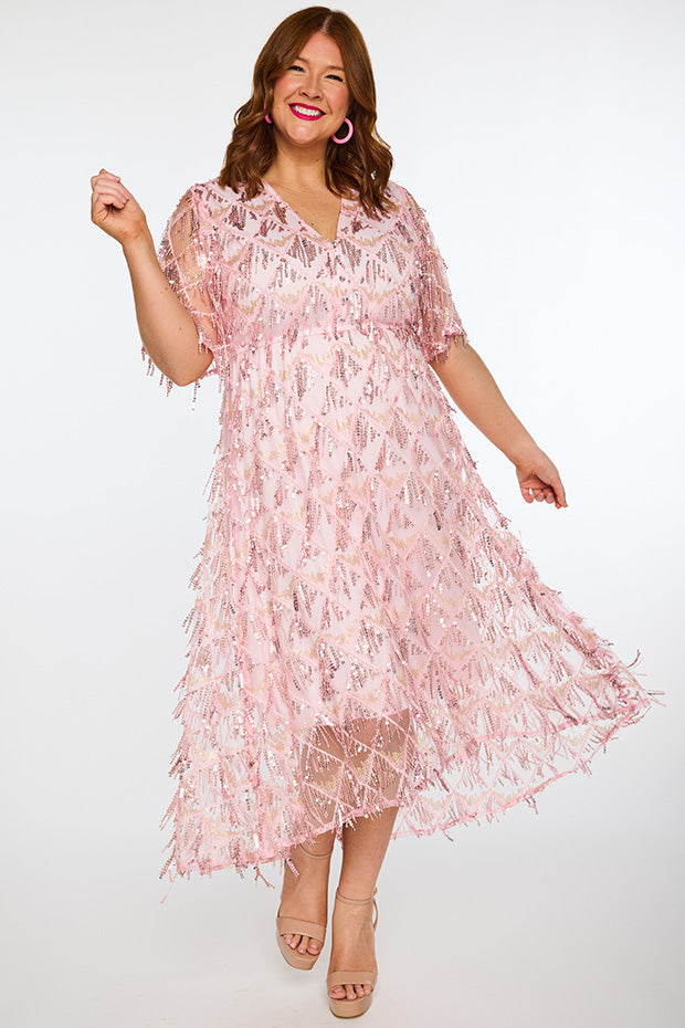 Wonderful Pink Party Dress – Pink Party midi dress