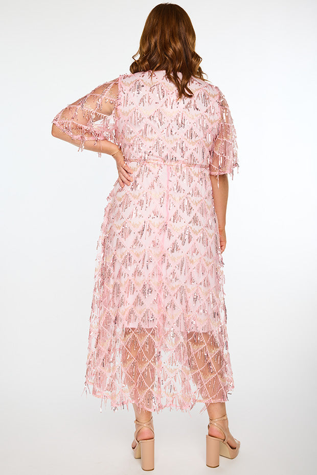Wonderful Pink Party Dress – Pink Party midi dress