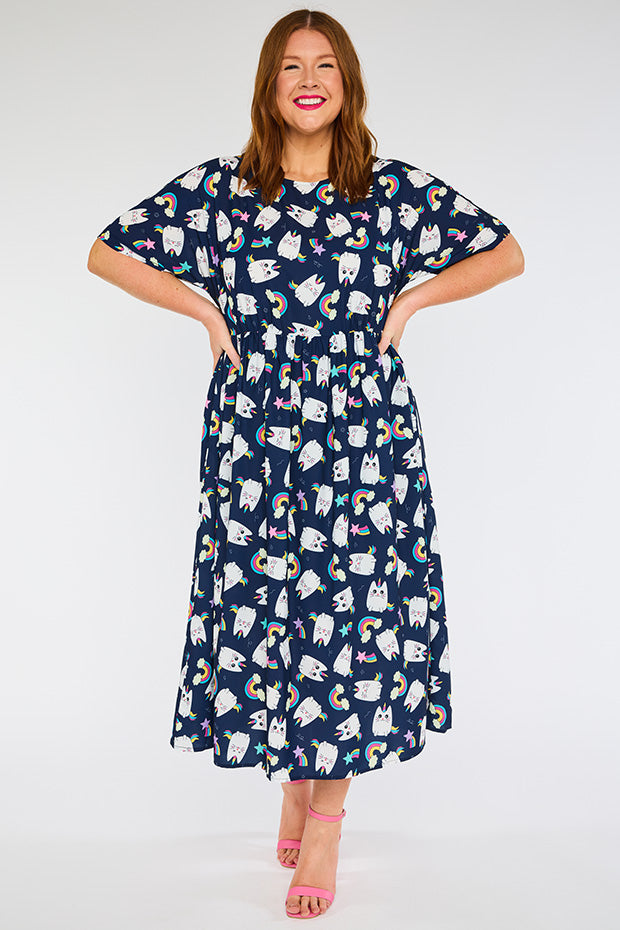 Superstar Caticorns Navy Dress – Caticorns Navy midi dress