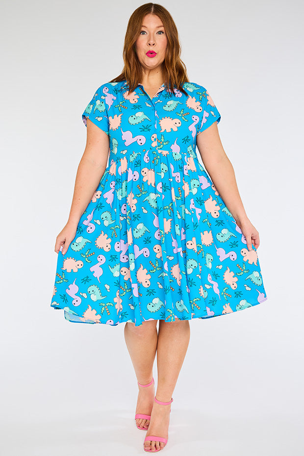 Frankie Dino Print Dress – Dino Print shirt dress