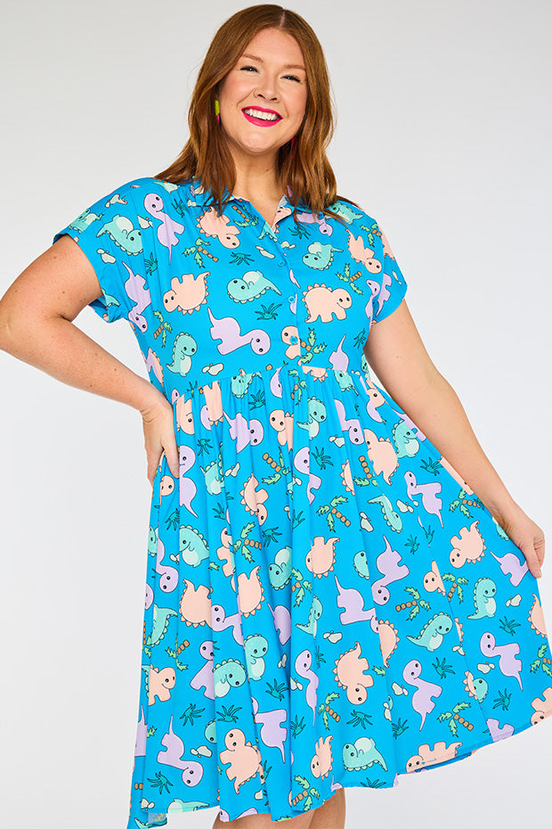 Frankie Dino Print Dress – Dino Print shirt dress