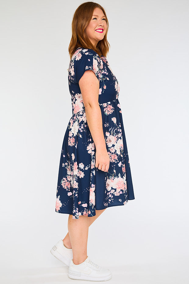Frankie Navy Floral Dress – Navy Floral shirt dress