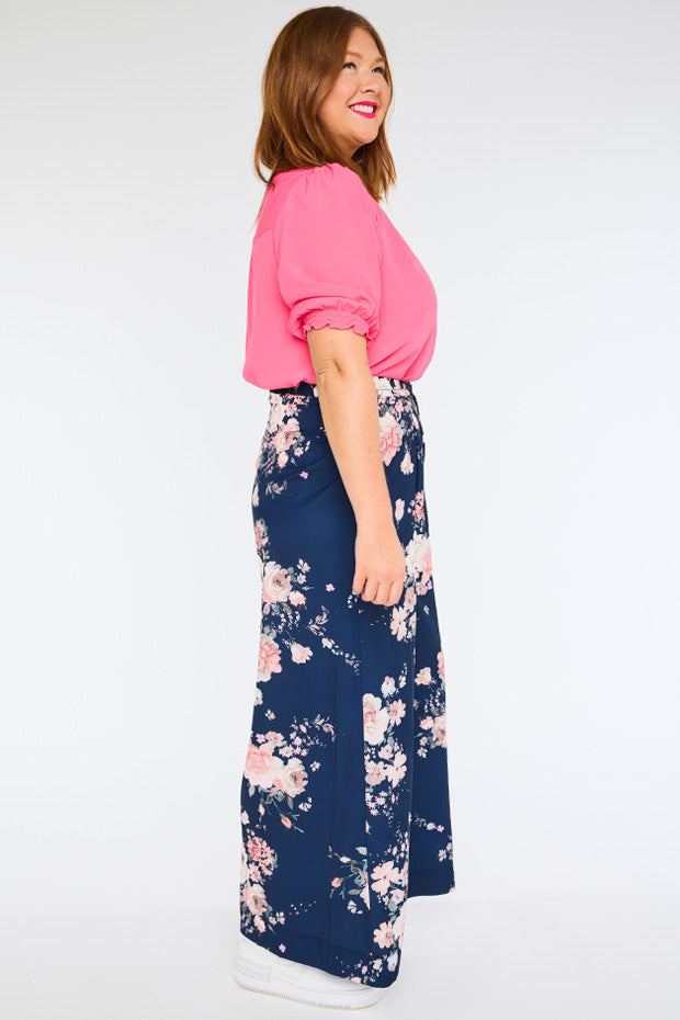 Zoey Navy Floral Pant – Navy Floral wide leg pants