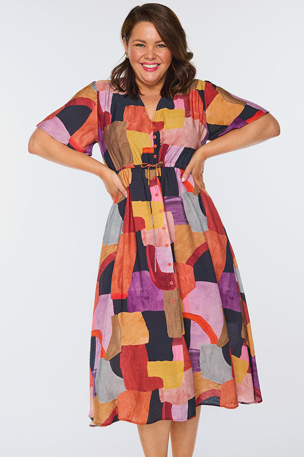 Mary Geo Sunset Dress – Geo Sunset midi dress