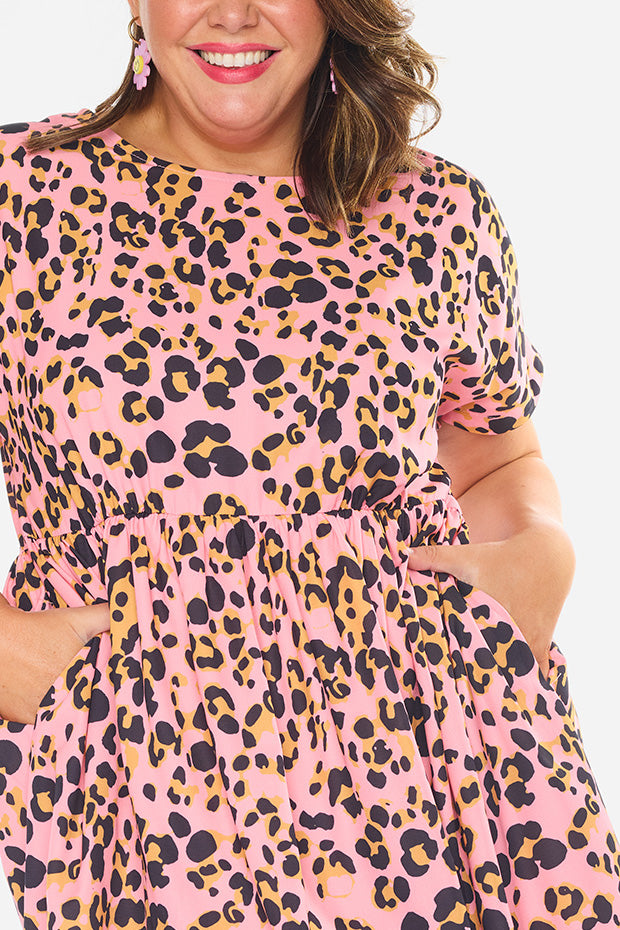 Freya Pink Leopard Dress – Pink Leopard shift dress