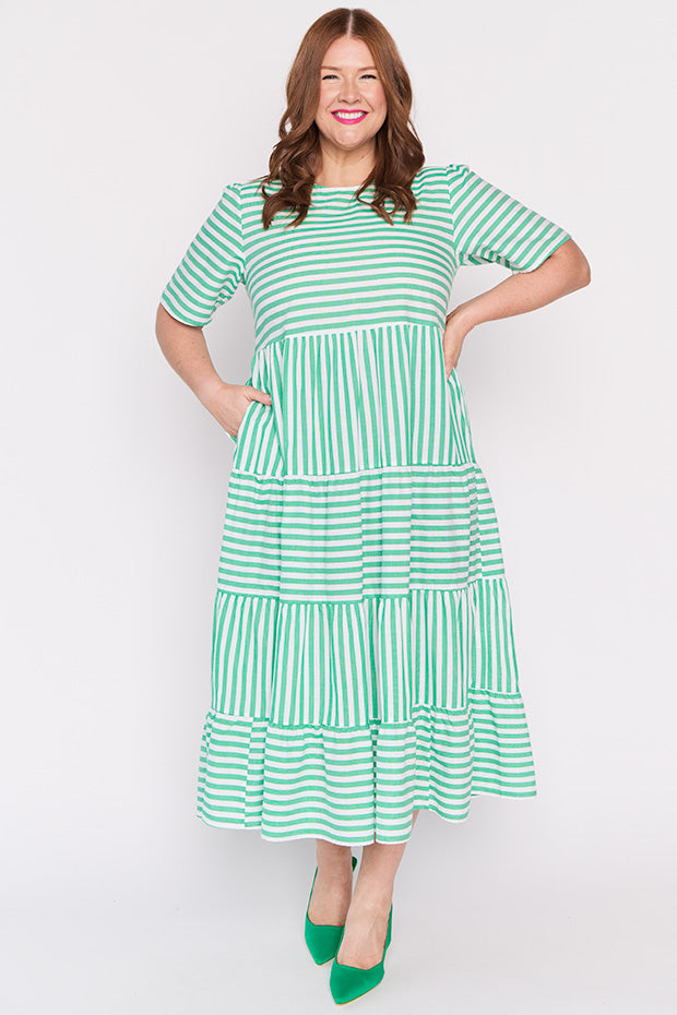 Alani Green Stripe Dress – Green Stripe maxi dress