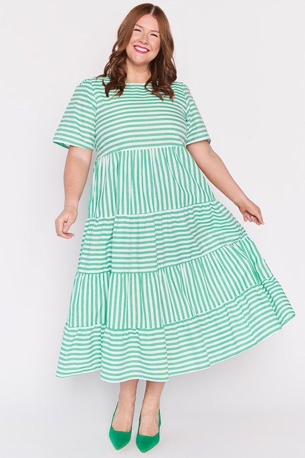 Alani Green Stripe Dress – Green Stripe maxi dress