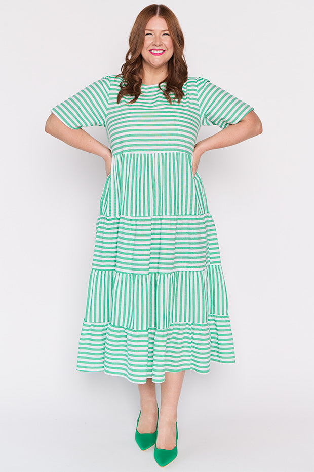Alani Green Stripe Dress – Green Stripe maxi dress