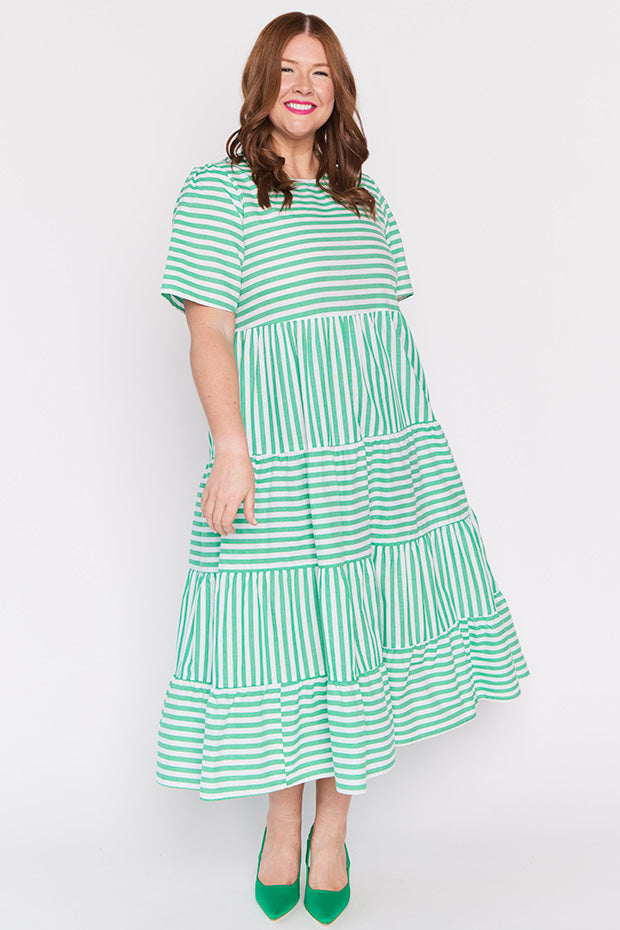 Alani Green Stripe Dress – Green Stripe maxi dress