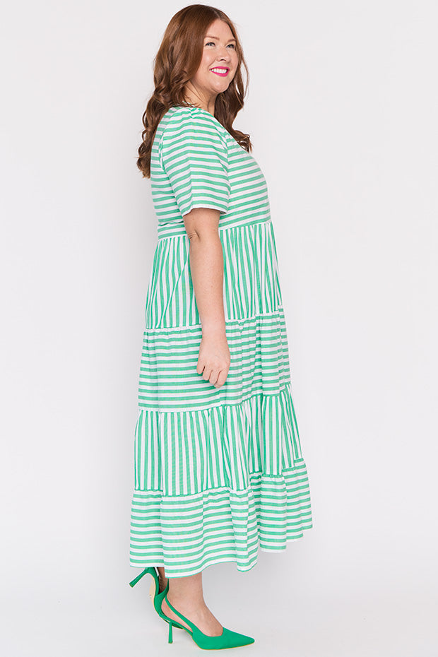 Alani Green Stripe Dress – Green Stripe maxi dress