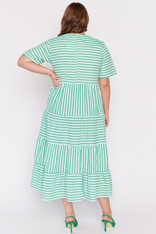 Alani Green Stripe Dress – Green Stripe maxi dress