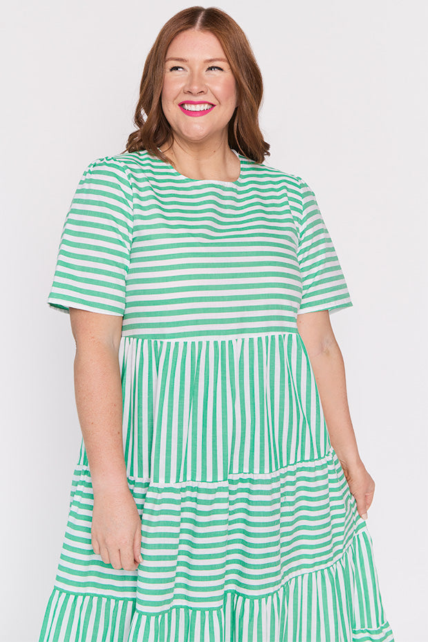 Alani Green Stripe Dress – Green Stripe maxi dress