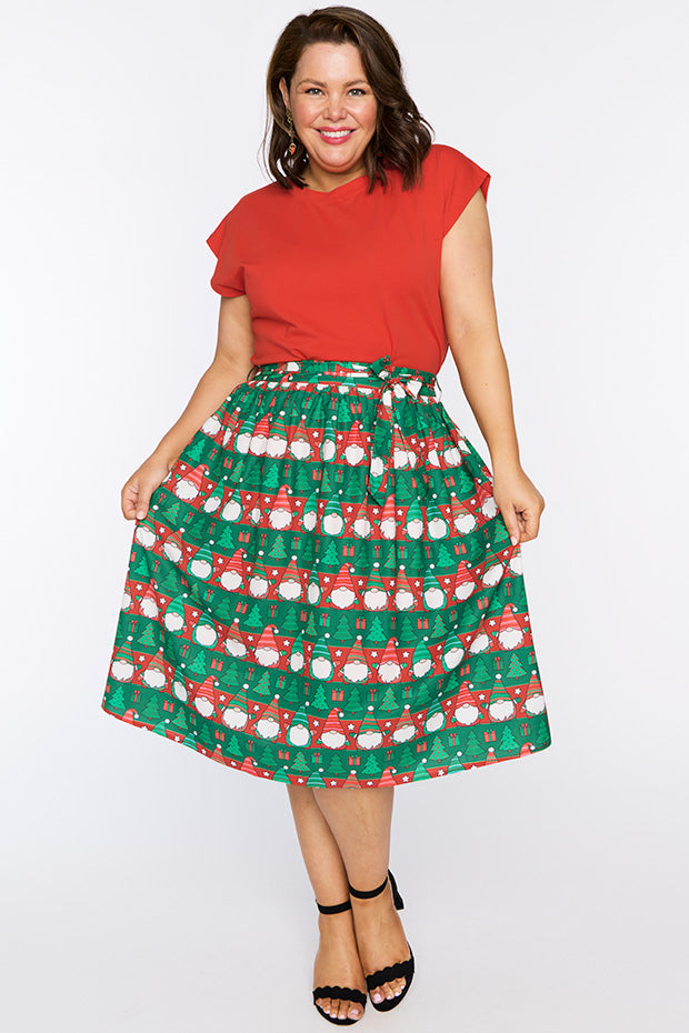 Ada Christmas Gnomes Skirt – Christmas Gnomes midi skirt