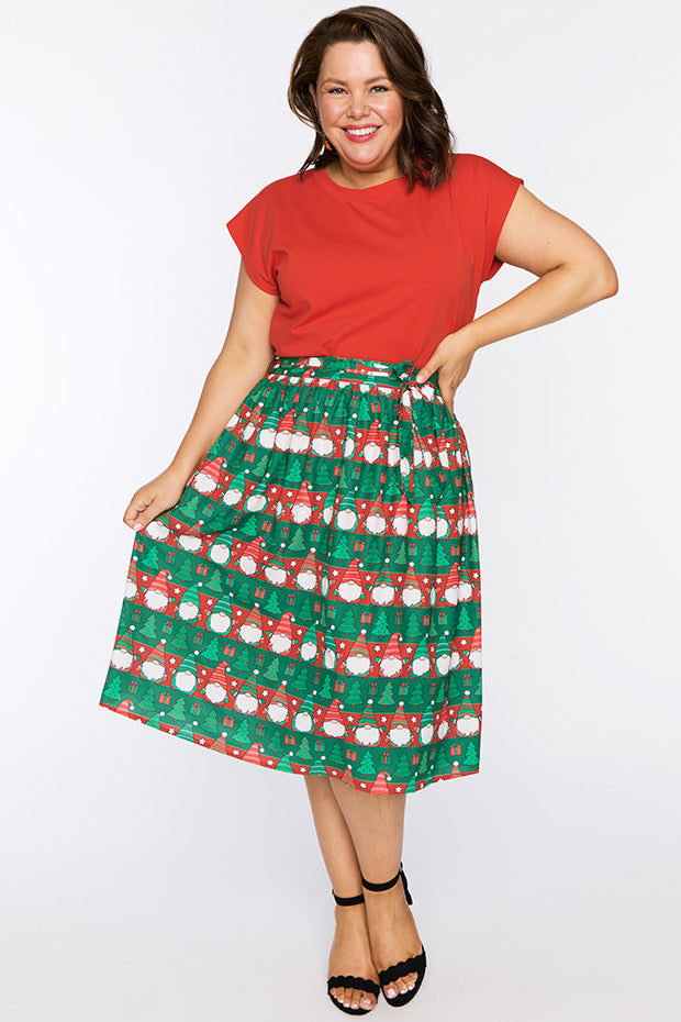 Ada Christmas Gnomes Skirt – Christmas Gnomes midi skirt