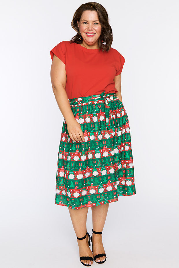 Ada Christmas Gnomes Skirt – Christmas Gnomes midi skirt