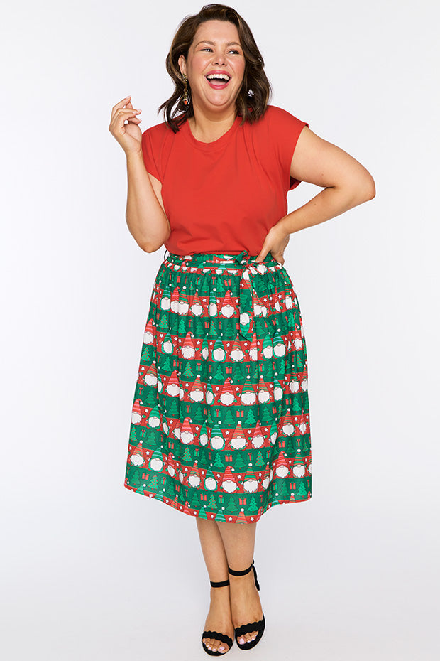Ada Christmas Gnomes Skirt – Christmas Gnomes midi skirt