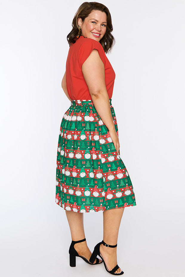 Ada Christmas Gnomes Skirt – Christmas Gnomes midi skirt