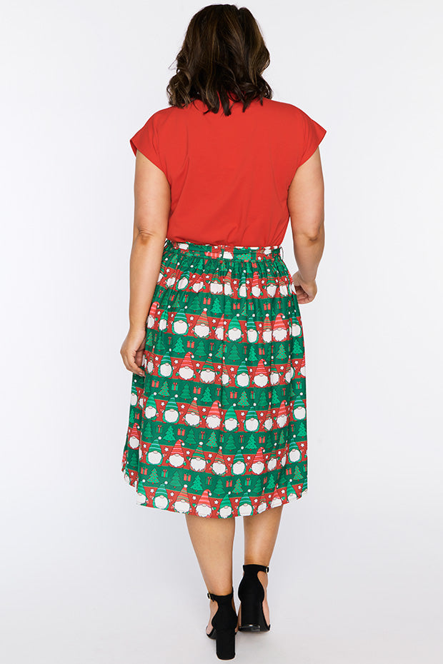 Ada Christmas Gnomes Skirt – Christmas Gnomes midi skirt
