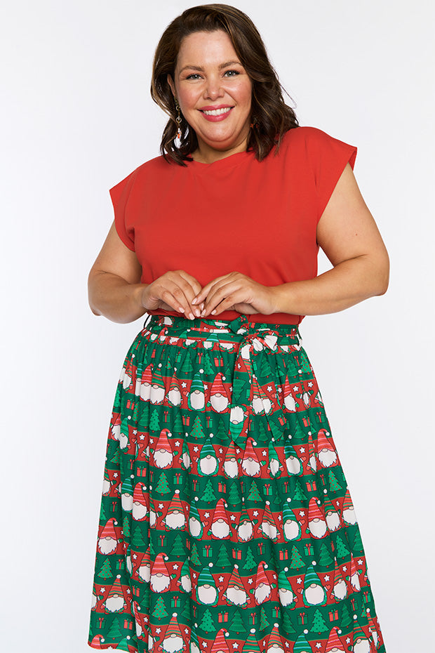 Ada Christmas Gnomes Skirt – Christmas Gnomes midi skirt