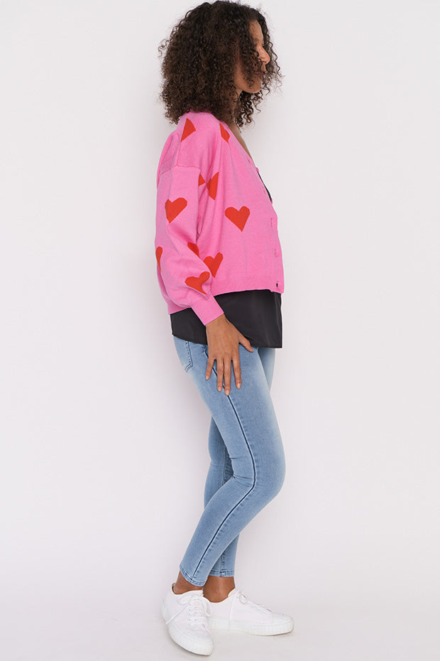 Queen of Hearts Pink & Red Cardi – Pink & Red cardigan
