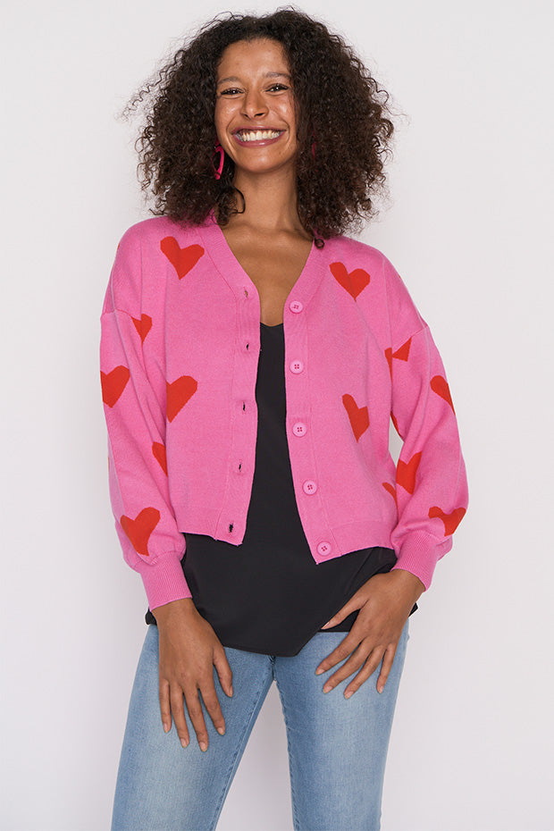 Queen of Hearts Pink & Red Cardi – Pink & Red cardigan