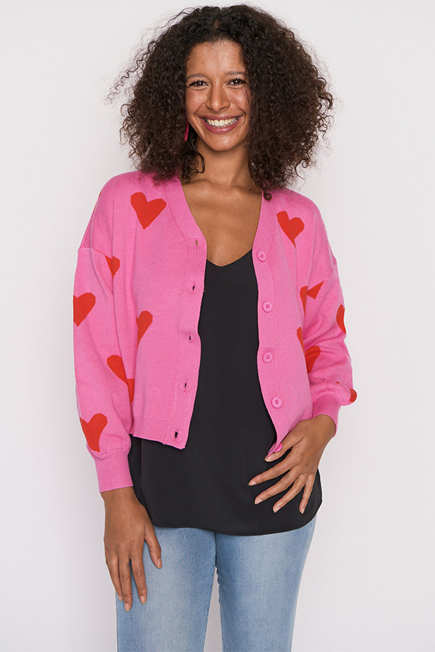 Queen of Hearts Pink & Red Cardi – Pink & Red cardigan