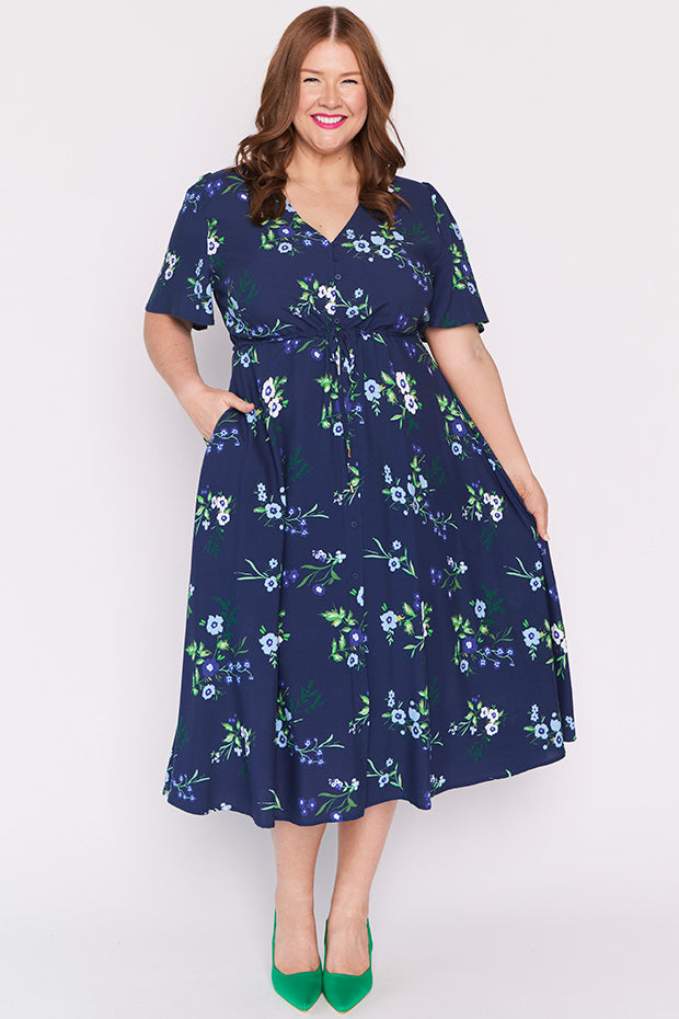 Michelle Blue Blossom Dress – Blue Blossom midi dress