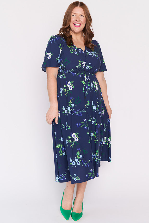 Michelle Blue Blossom Dress – Blue Blossom midi dress