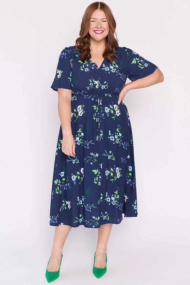 Michelle Blue Blossom Dress – Blue Blossom midi dress