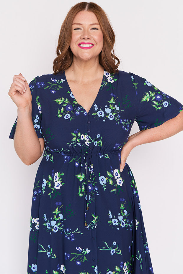 Michelle Blue Blossom Dress – Blue Blossom midi dress