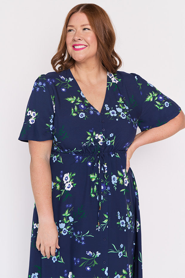 Michelle Blue Blossom Dress – Blue Blossom midi dress