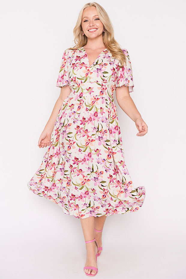 Eloise Soft Orchids Dress – Soft Orchids midi dress