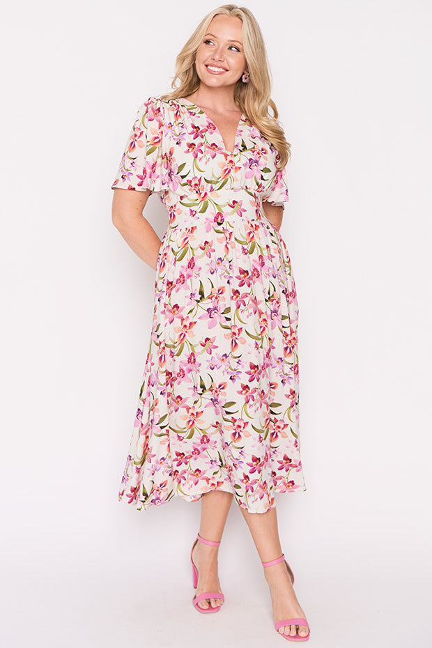 Eloise Soft Orchids Dress – Soft Orchids midi dress