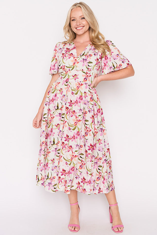 Eloise Soft Orchids Dress – Soft Orchids midi dress