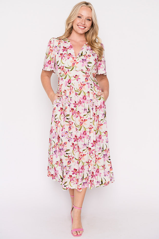 Eloise Soft Orchids Dress – Soft Orchids midi dress