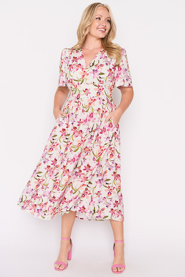Eloise Soft Orchids Dress – Soft Orchids midi dress