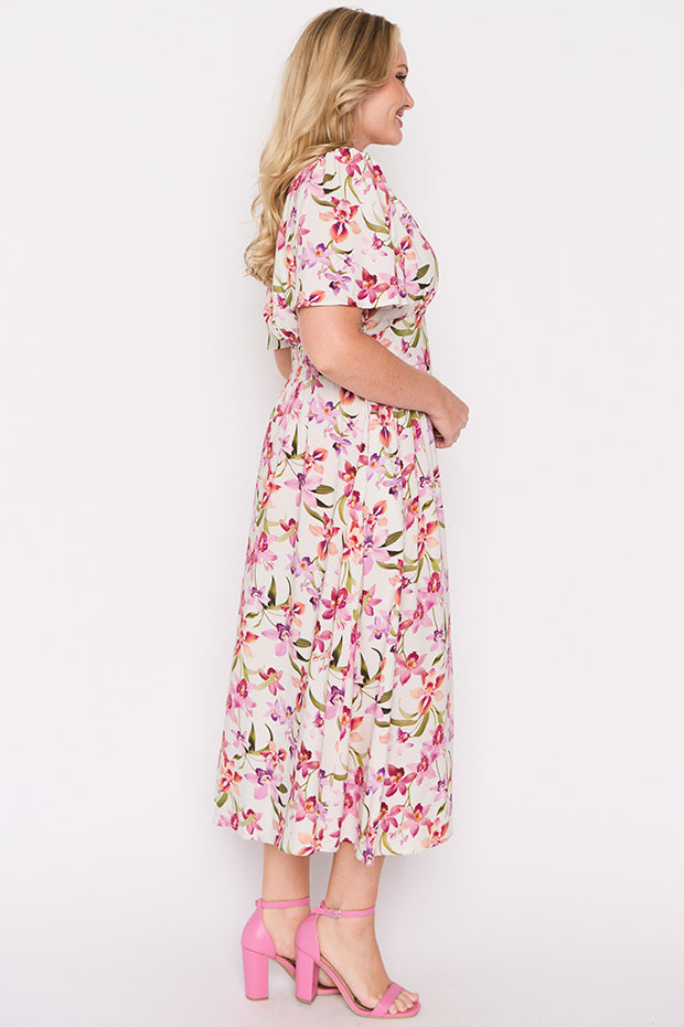 Eloise Soft Orchids Dress – Soft Orchids midi dress