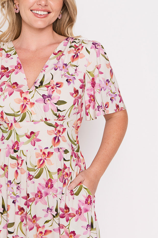 Eloise Soft Orchids Dress – Soft Orchids midi dress